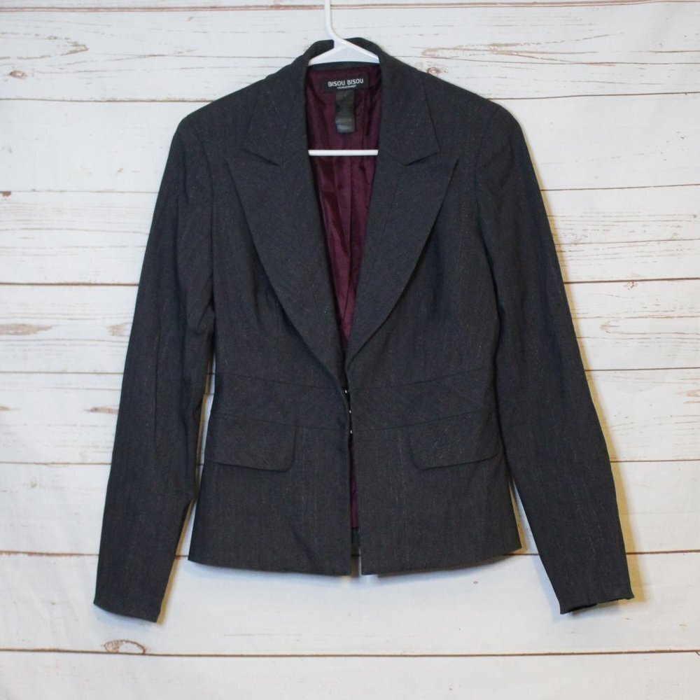 Bisou Bisou Michele Bohbot Gray Metallic Blazer 4